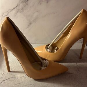 Chic Tan Patent High Heel Pumps
